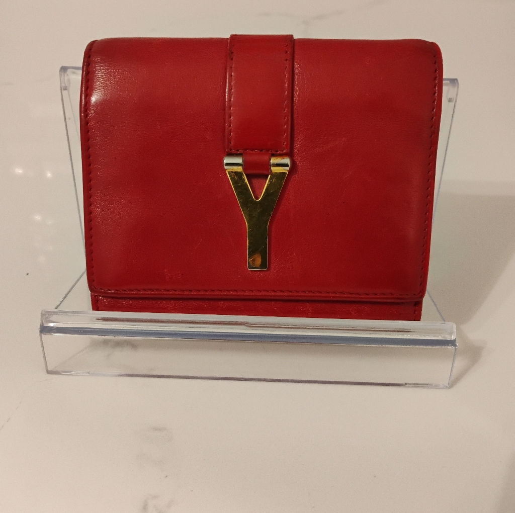 Euc Yves Saint Laurent Wallet - Red Leather Compact